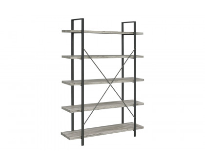 Coaster Cole 5-Shelf Bookcase - Gray Driftwood/Gunmetal