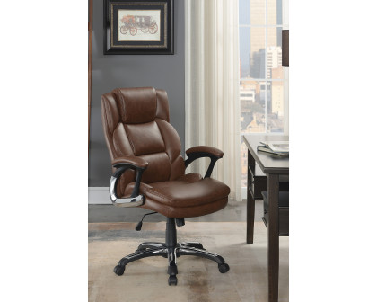 Coaster™ Adjustable Height Office Chair with Padded Arm - Brown/Black