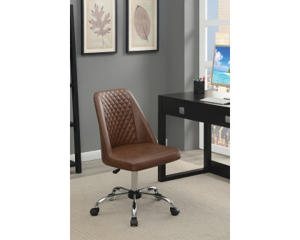 Coaster Upholstered Tufted Back Office Chair - Brown/Chrome