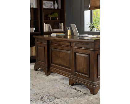 Coaster - Hartshill Executive Desk With File Cabinets in Burnished Oak