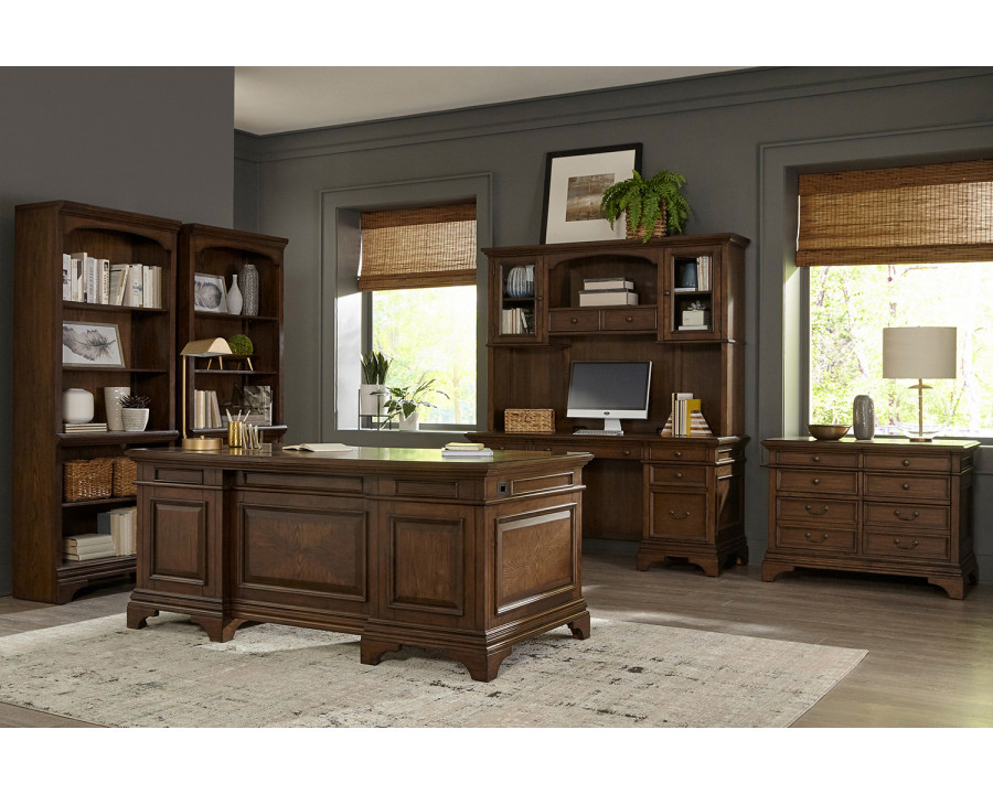 Coaster - Hartshill Executive Desk With File Cabinets in Burnished Oak