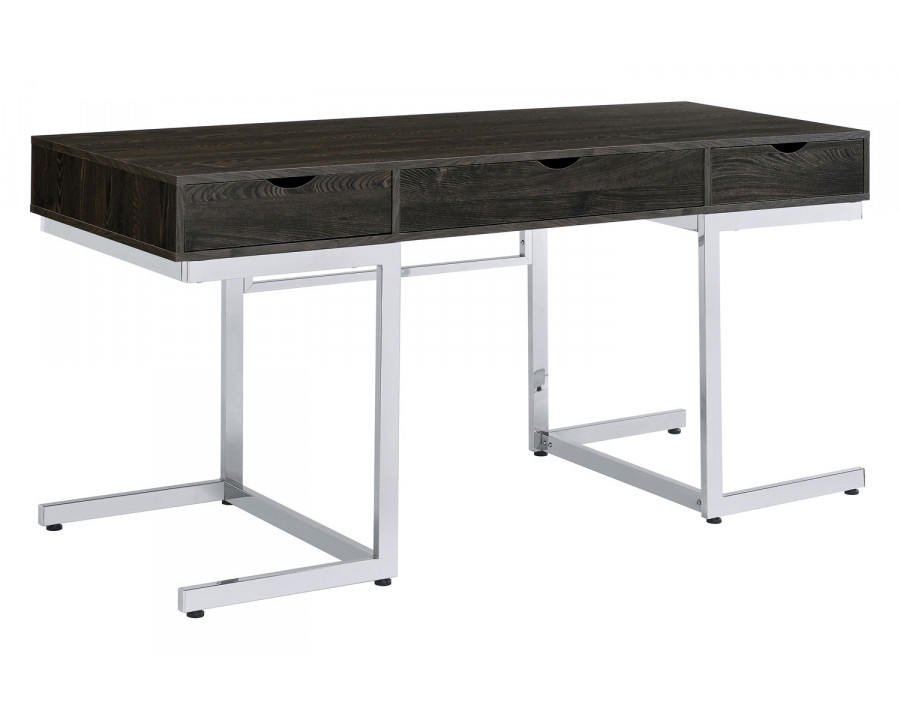 Coaster - Noorvik 3-Drawer Writing Desk in Dark Oak/Chrome