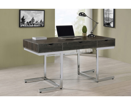 Coaster - Noorvik 3-Drawer Writing Desk in Dark Oak/Chrome