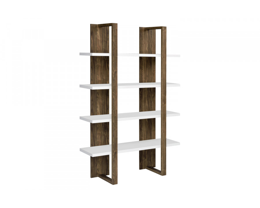 Coaster Danbrook Bookcase with 4 Full-Length Shelves - Aged Walnut/White