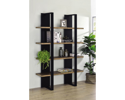 Coaster™ Danbrook Bookcase with 4 Full-Length Shelves - Black/Aged Walnut