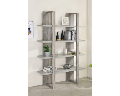 Coaster™ Danbrook Bookcase with 4 Full-Length Shelves - Gray Driftwood/Cement