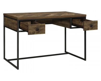 Coaster - Millbrook 2-Drawer Writing Desk in Rustic Oak Herringbone/Gunmetal