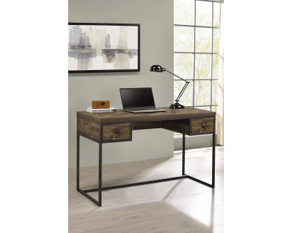 Coaster - Millbrook 2-Drawer Writing Desk in Rustic Oak Herringbone/Gunmetal