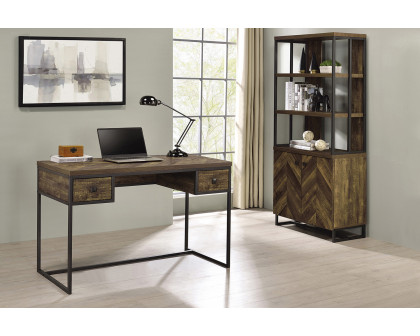 Coaster - Millbrook 2-Drawer Writing Desk in Rustic Oak Herringbone/Gunmetal