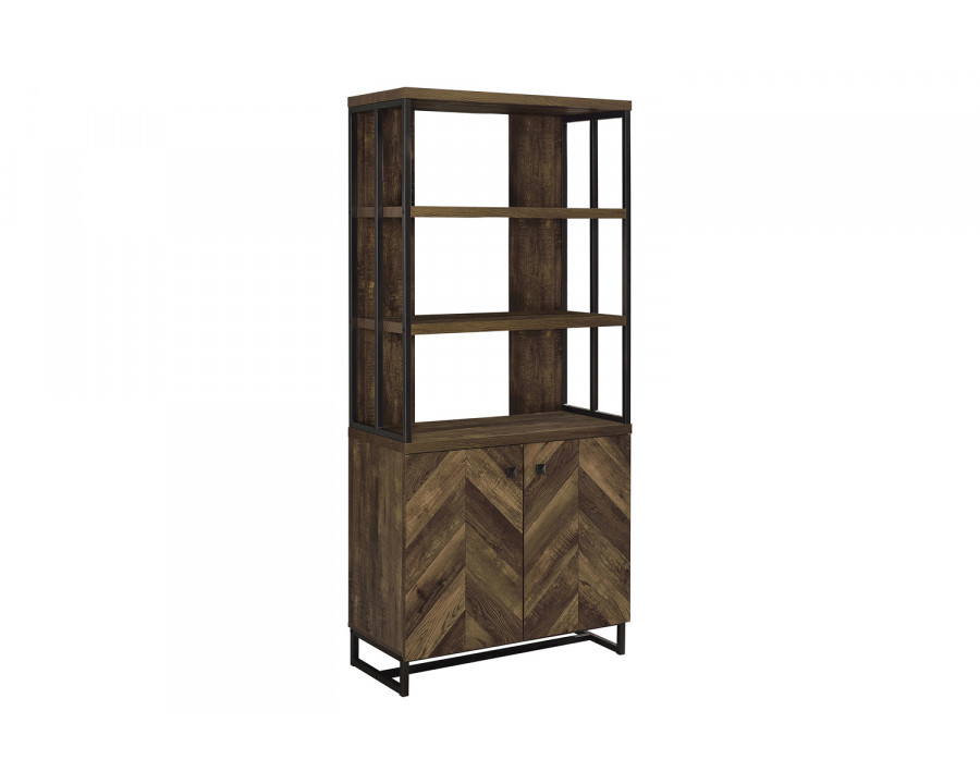 Coaster - Millbrook 2-Door Bookcase in Rustic Oak Herringbone/Gunmetal