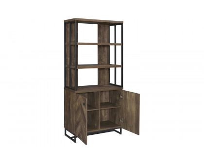 Coaster - Millbrook 2-Door Bookcase in Rustic Oak Herringbone/Gunmetal