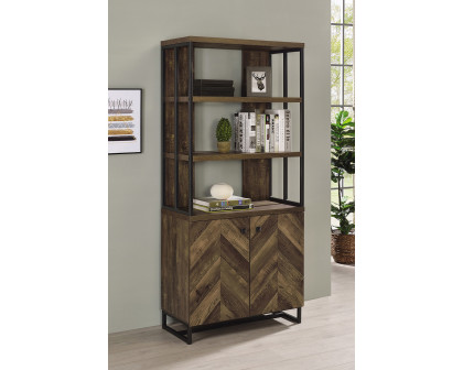 Coaster - Millbrook 2-Door Bookcase in Rustic Oak Herringbone/Gunmetal