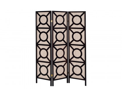 Coaster - 3-Panel Geometric Folding Screen in Tan/Cappuccino