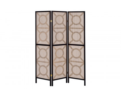 Coaster - 3-Panel Geometric Folding Screen in Tan/Cappuccino