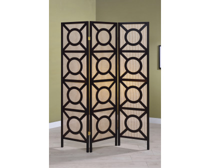 Coaster - 3-Panel Geometric Folding Screen in Tan/Cappuccino