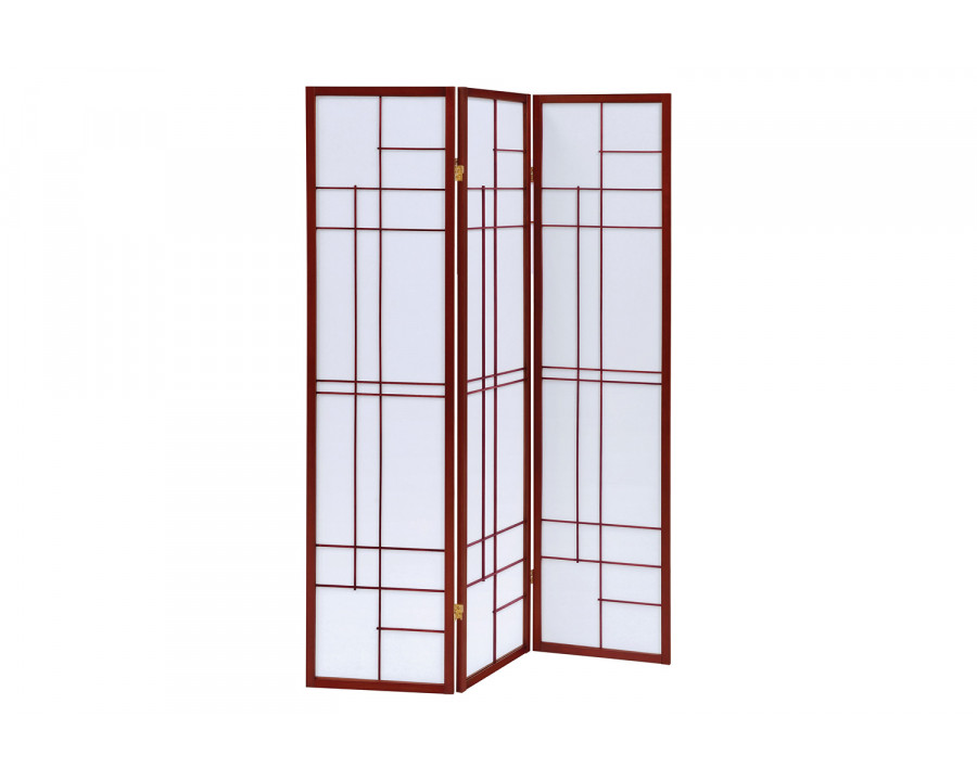 Coaster - 3-Panel Folding Floor Screen in White/Cherry