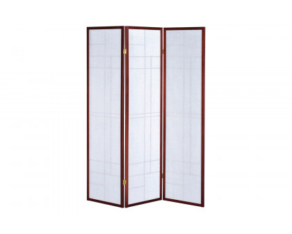 Coaster - 3-Panel Folding Floor Screen in White/Cherry