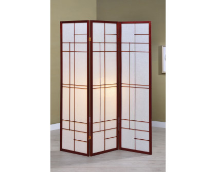 Coaster - 3-Panel Folding Floor Screen in White/Cherry