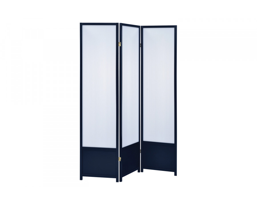 Coaster - 3-Panel Folding Floor Screen in Translucent/Black