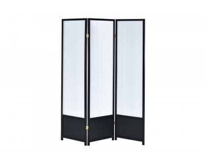 Coaster - 3-Panel Folding Floor Screen in Translucent/Black