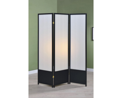 Coaster - 3-Panel Folding Floor Screen in Translucent/Black