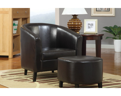 Coaster™ Upholstered Accent Chair With Ottoman - Dark Brown