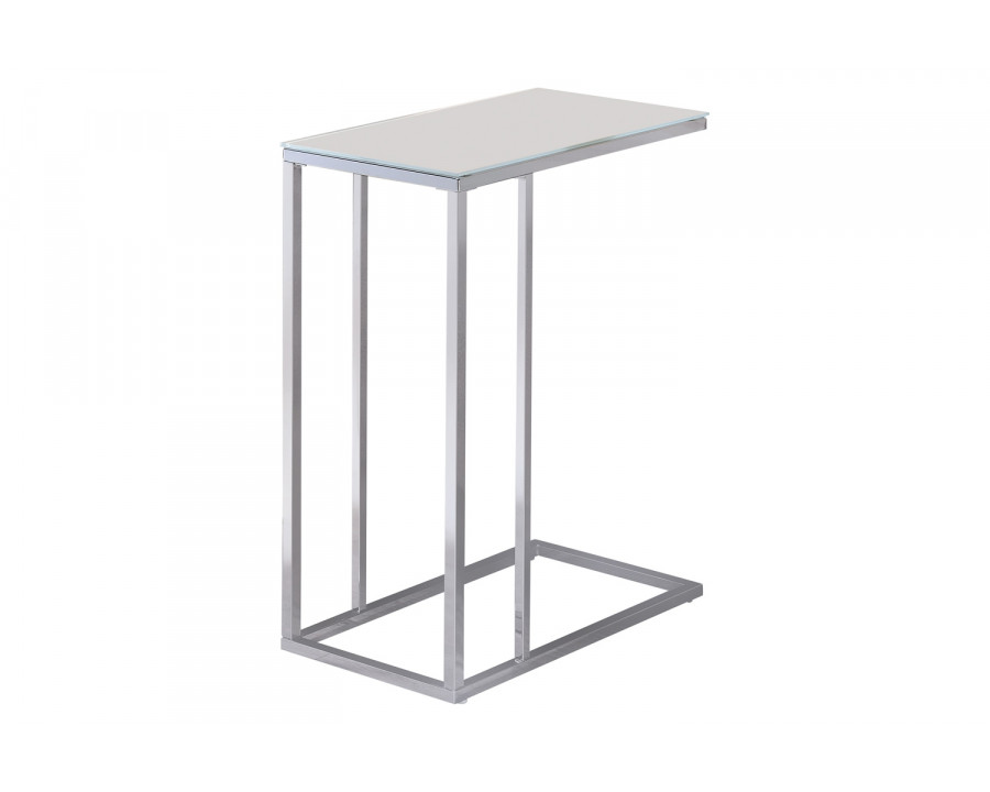 Coaster - Glass Top Accent Table in Chrome/White