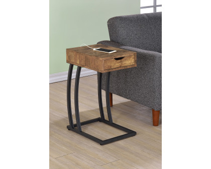 Coaster Accent Table with Power Outlet - Antique Nutmeg