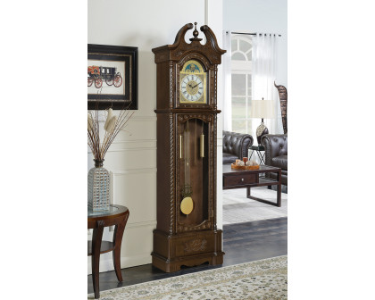 Coaster - Grandfather Clock With Chime in Golden Brown