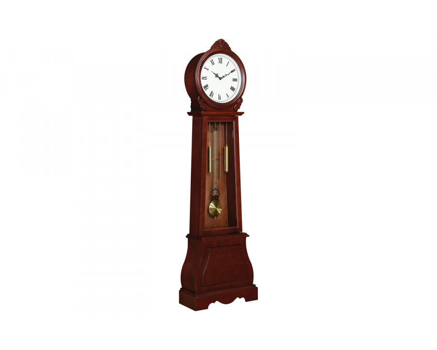 Coaster - Grandfather Clock With Chime in Brown Red