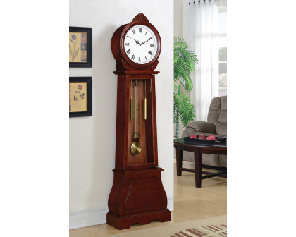 Coaster - Grandfather Clock With Chime in Brown Red