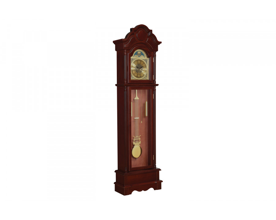 Coaster - Grandfather Clock in Brown Red/Clear