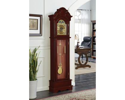 Coaster - Grandfather Clock in Brown Red/Clear