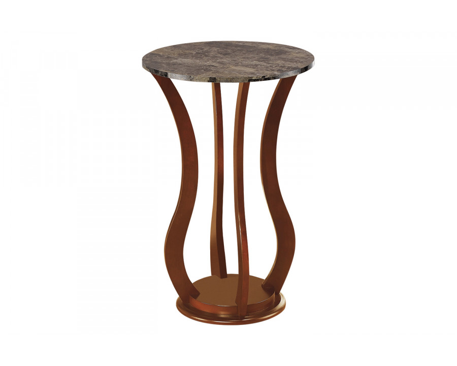 Coaster - Round Marble Top Accent Table in Brown