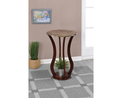 Coaster - Round Marble Top Accent Table in Brown