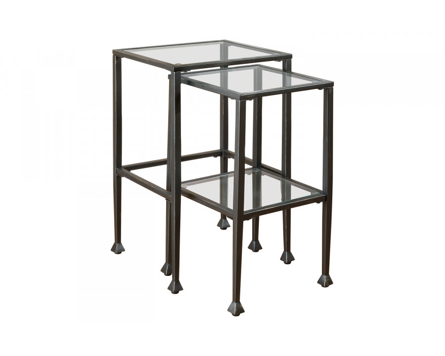 Coaster - 2-Piece Glass Top Nesting Tables in Black