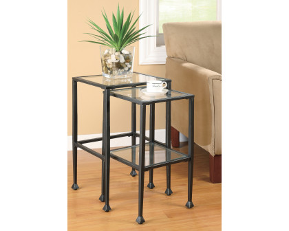 Coaster - 2-Piece Glass Top Nesting Tables in Black