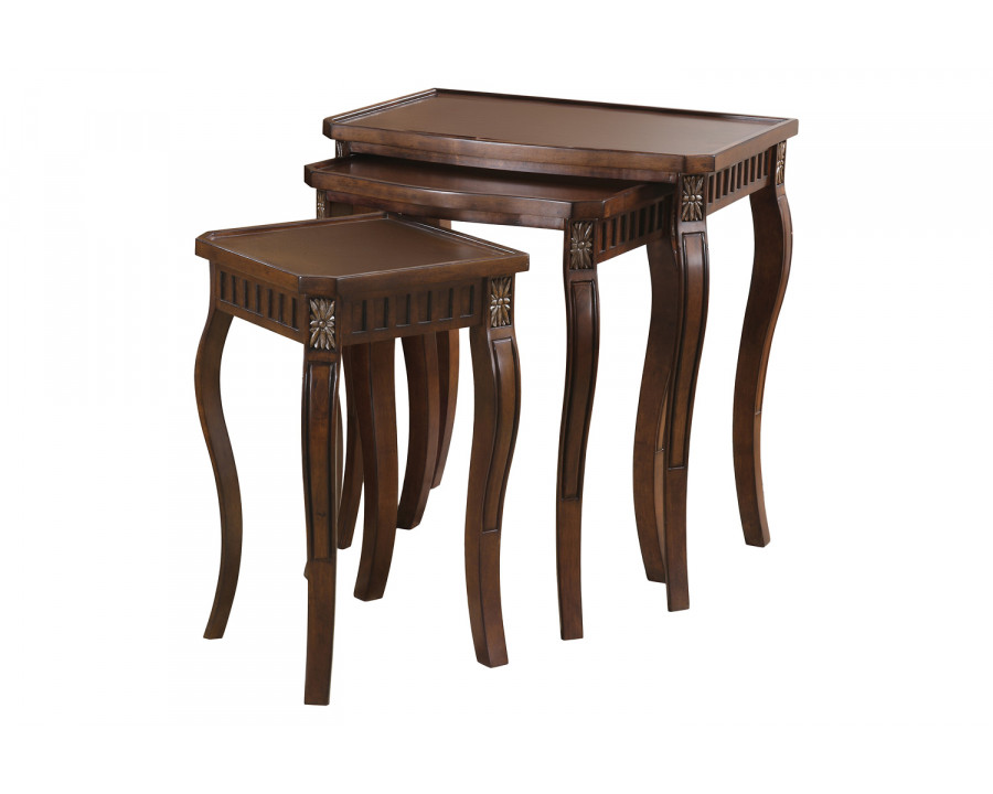 Coaster - 3-Piece Curved Leg Nesting Tables in Warm Brown