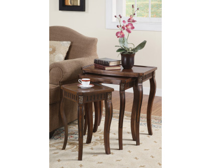 Coaster - 3-Piece Curved Leg Nesting Tables in Warm Brown