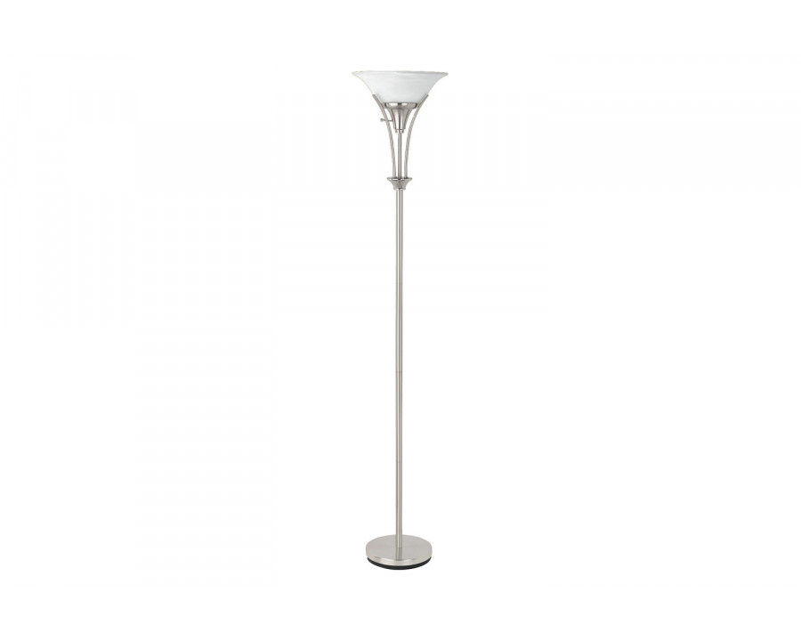 Coaster - Floor Lamp With Frosted Ribbed Shade in Brushed Steel