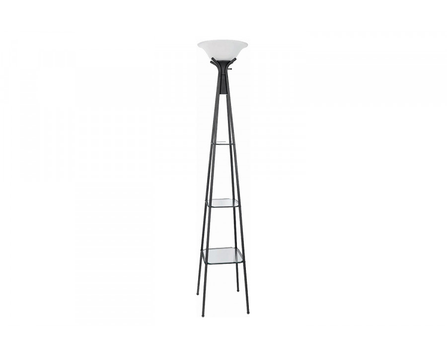 Coaster - Versatile Shelf Tower Floor Lamp in Charcoal Black