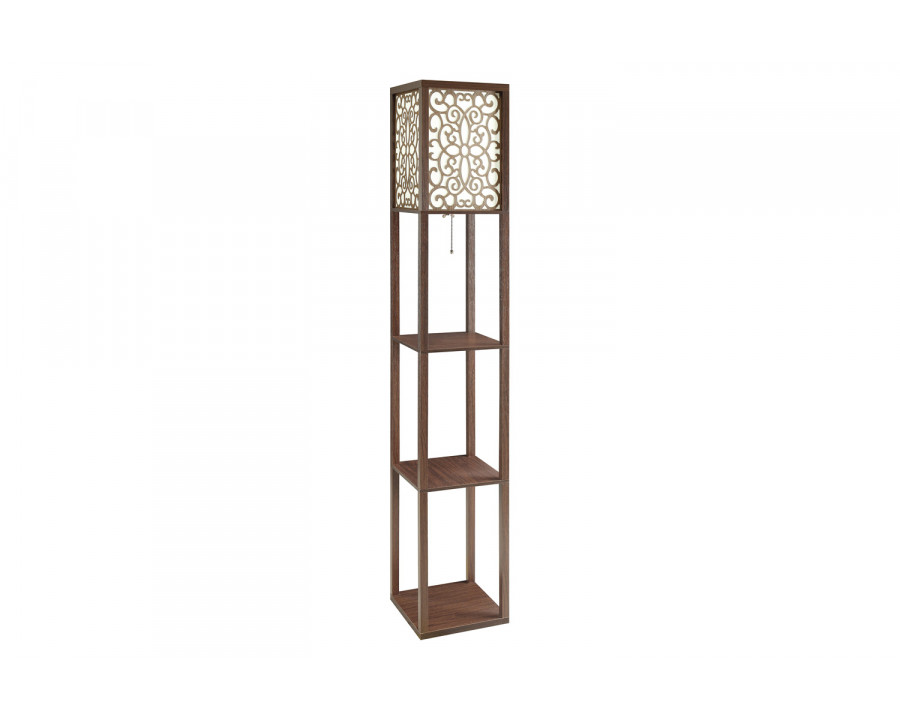 Coaster - Square Floor Lamp With 3 Shelves in Cappuccino