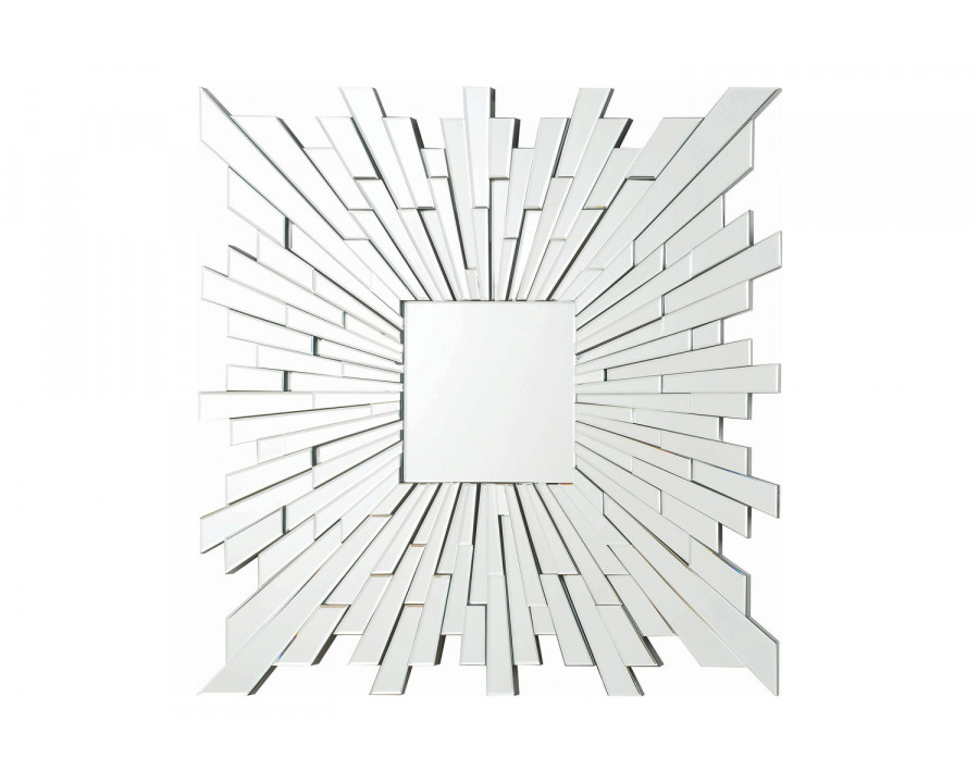 Coaster - Square Sunburst Wall Mirror in Silver