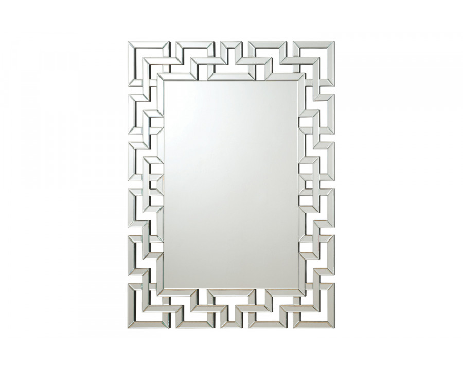 Coaster - Interlocking Greek Frameless Wall Mirror in Silver