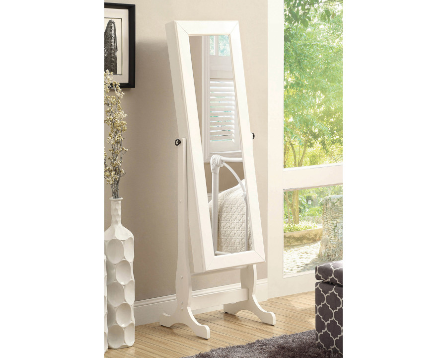 Coaster - Jewelry Cheval Mirror With Drawers in White