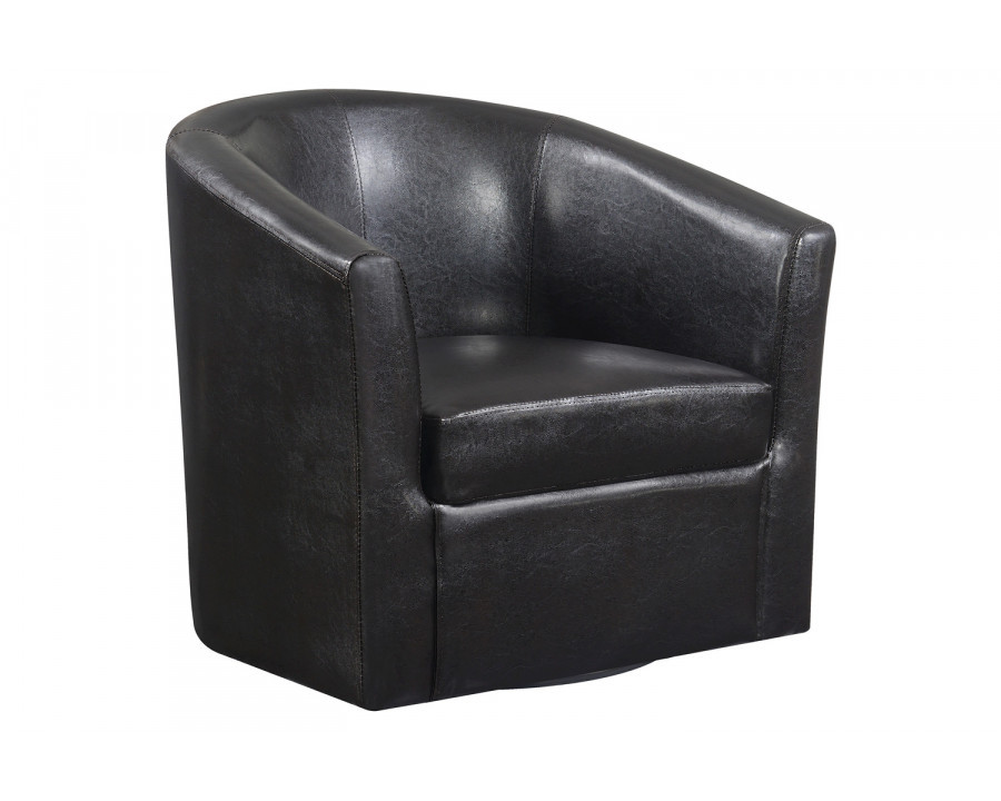 Coaster Upholstery Sloped Arm Accent Swivel Chair - Dark Brown