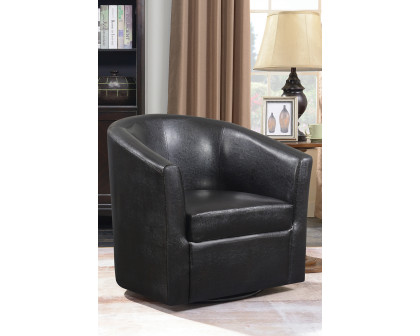 Coaster Upholstery Sloped Arm Accent Swivel Chair - Dark Brown