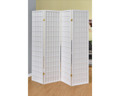 Coaster 4-Panel Folding Screen - White