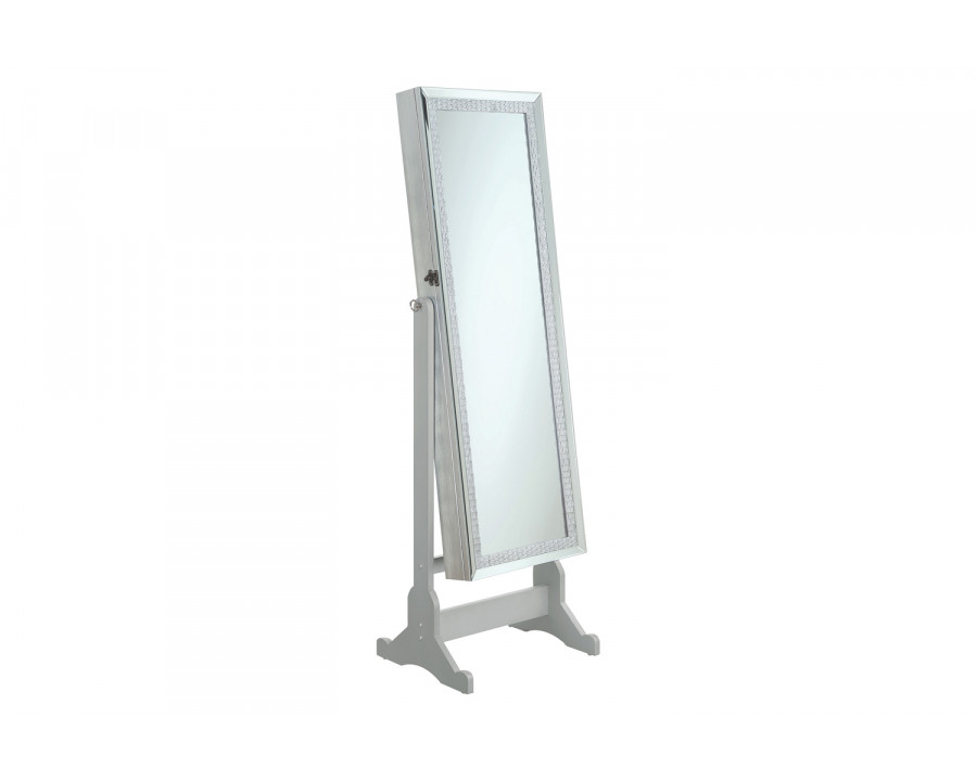 Coaster - Jewelry Cheval Mirror With Crytal Trim in Silver