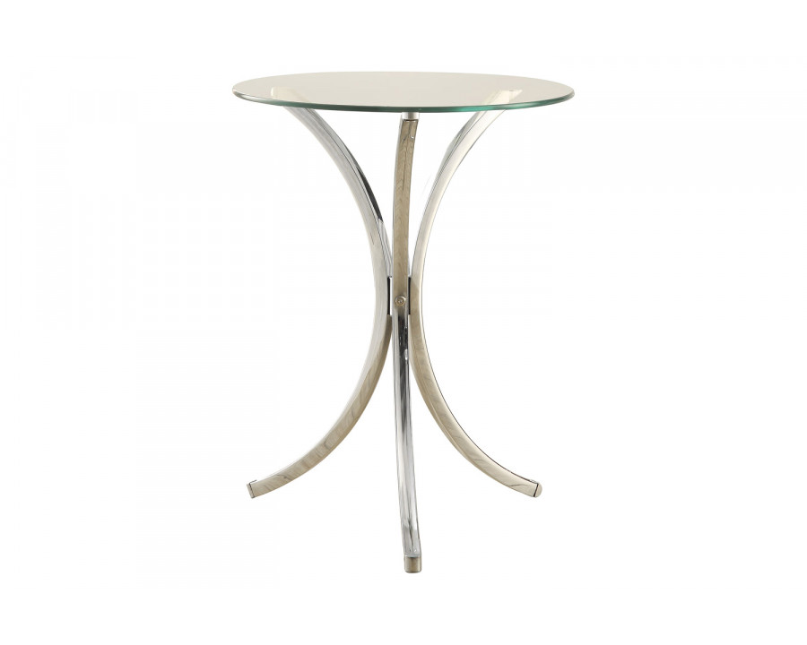 Coaster - Round Accent Table With Curved Legs in Chrome